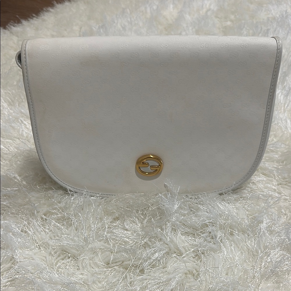 Gucci White Crossbody Bag with Gold Accent